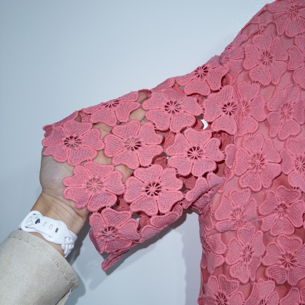 Petal & Pup Watermelon Pink Tallie Floral Embroidered Button Up Mini Dress 14 - Picture 3 of 9